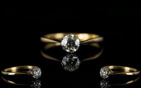 Antique Period 18ct Gold Single Stone Diamond Ring, Marked 18ct, Old Cut Diamond,