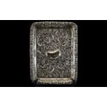 Walker and Hall Superb Quality - Solid Silver Ornately Embossed Tray of Rectangular Shape / Form.