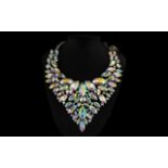 Aurora Borealis Crystal Large Statement Necklace,