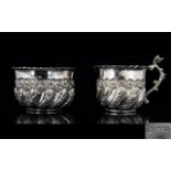 Victorian Period Very Ornate / Embossed Matched Pair of Silver Milk Jug and Bowl.