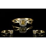 18ct Yellow Gold Attractive and Pleasing Diamond Set Dress Ring, Marked 18ct,