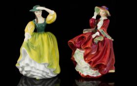 Royal Doulton Handpainted Porcelain Figures (2) In Total to include 1.