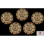 Royal Crown Derby Set of Five Large Size Old Imari Pattern Cabinet Plates.