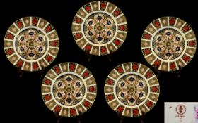 Royal Crown Derby Set of Five Large Size Old Imari Pattern Cabinet Plates.