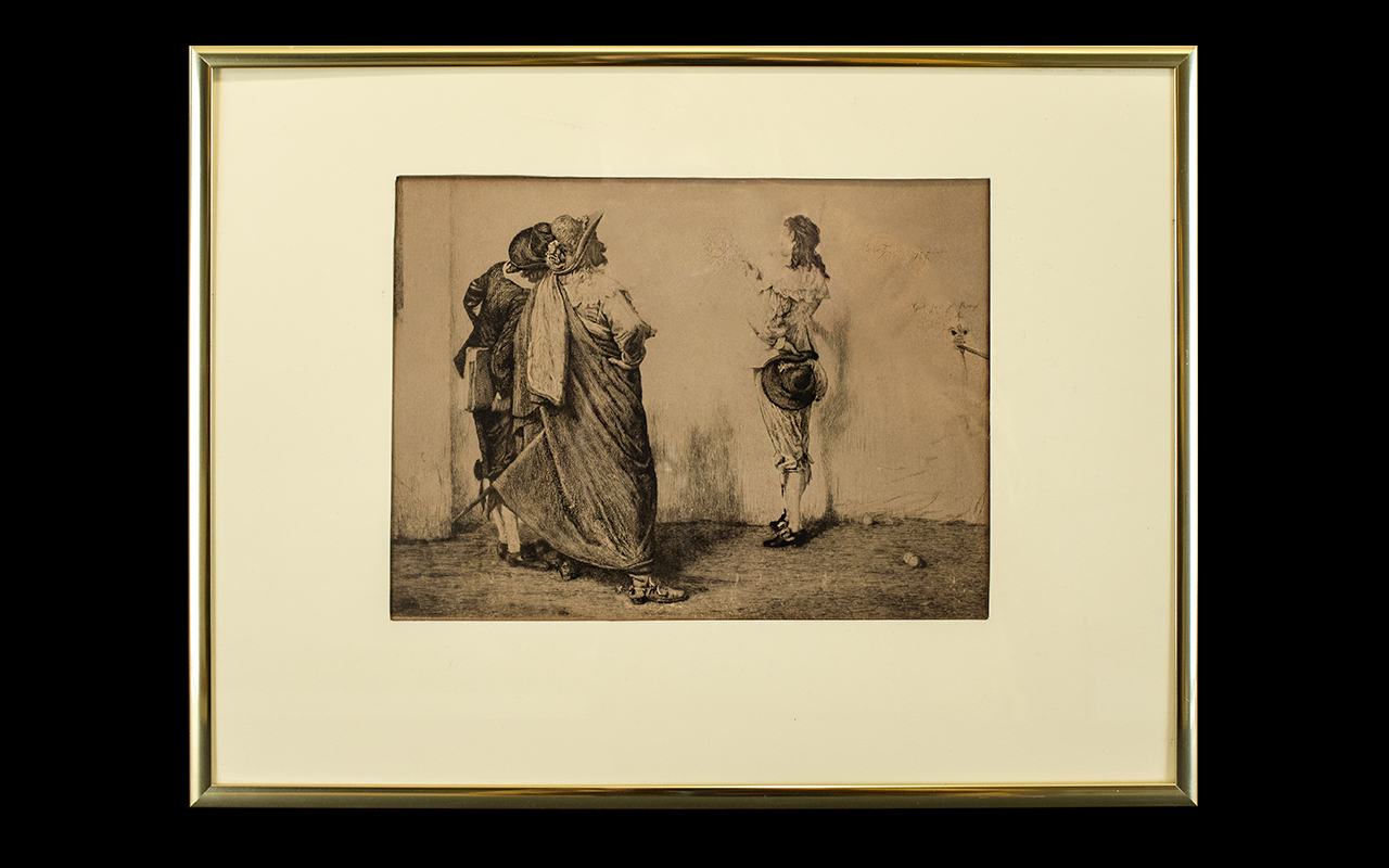 Framed Engraving Depicting the painting Ho! Ho! Ho! By John Pettie R.A (1839 -1893) Framed and