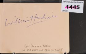 William Hartnell (No. 1 Dr. Who) Autograph - on vintage autograph page.