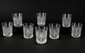 Waterford - Diamond Line Cut Crystal Set of Eight Whiskey Glasses,