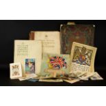 A Collection of Ephemera to include silk postcards and Royalty books.