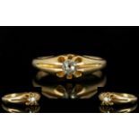 Edwardian Gents 18ct Gold Gypsy Set Single Stone Diamond Ring,