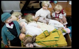 A Mixed Collection Of Vintage And Reproduction Dolls Various examples, varying condition - to