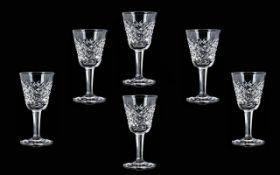 A Collection Of Waterford Cut Crystal Liqueur Glasses A Fine and early set of six glasses in the