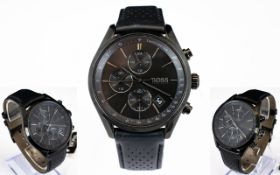 Hugo Boss - Mens Grand Prix 1513474 Chronograph / Black Leather Wrist Watch.