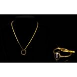 Antique 9ct Gold Stone Set Dress Ring, Marked 9ct + A 9ct Gold Chain, Fully Marked for 9ct.