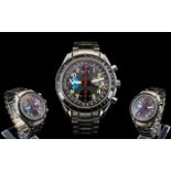 Omega - MK 40 Schumacher Speed master S/S Triple Date Chronograph Wrist Watch. c.1999.
