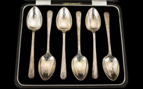 A Boxed Set of Six Silver Teaspoons In Unused Condition - Please See Photo.