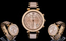 Michael Kors MK 5896 Ladies Signature Design Chronograph Wrist Watch.