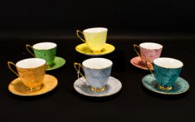 Royal Albert Bone China 'Gossamer' Harlequin Set of Six and Cups and Saucers comprising 6 cups and