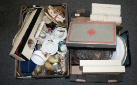 Two Boxes Of Mixed Ceramics Glassware And Collectibles A varied lot to include boxed Edinburgh