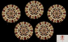 Royal Crown Derby Set of Five ( 5 ) Large Size Old Imari Pattern Cabinet Plates.