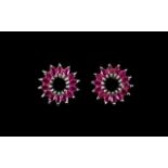 Ruby Marquise Cut Circle Earrings,