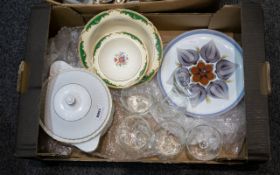 Box Of Misc, Comprising Plain White Tureen, Denby Plate,