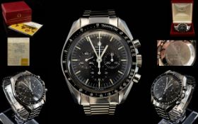 Omega ( Moon Landing ) Speed Master Professional S/S Wrist Watch ( Chronograph Function ) Date of