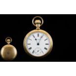 Pan America Philadelphia U.S.A. Gold Plated Open Faced Screw Back Keyless Pocket Watch. Watch No