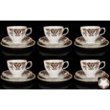 Colclough Bone China Set Of Six Trios Ea