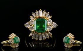 Stunning 1950's 18ct Gold Emerald and Di