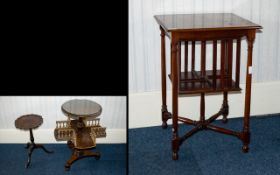 A Walnut Revolving Bookcase With trefoil