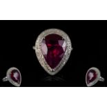 14ct Gold Pear Shaped Ruby and Diamond S