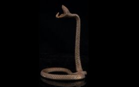 19th Century Metal Snake Pocket Watch Holder. Height 5 Inches.