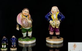 Bloor Derby Superb Pair of Hand Painted Small Porcelain Toper Figures. c.1820.