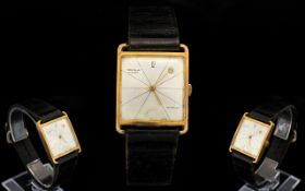 Gents Vintage Incabloc Centaur 17 Rubis Watch Square gold case with brushed satin metal face and