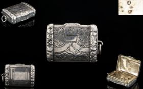 George III - John Thornton Very Fine Solid Silver Miniature Vinaigrette of Small Proportion,