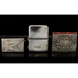 An Excellent But Small Collection of Antique Period Solid Silver Stamp Cases ( 3 ) Three In Total.