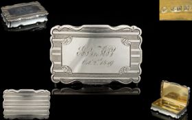 Nathaniel Mills Superb Quality Solid Silver Ornate Shaped Lidded Snuff Box In Regency Stripes