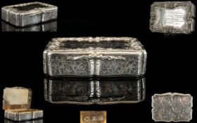 Nathaniel Mills Outstanding Solid Silver Rectangular Shaped Table Snuff Box.