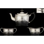 Walker and Hall Nice Quality 3 Piece Solid Silver Bachelors / Singles Tea Service of Very Pleasing
