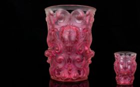 Extremely Fine Quality Antique French Ruby Coloured Glass Vase Moulded to the body with maidens