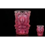 Extremely Fine Quality Antique French Ruby Coloured Glass Vase Moulded to the body with maidens