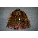 Vintage American Striped Mink Cape Comprising revere collar, square shoulders,