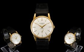 J.W. Benson Incabloc 9ct Gold Cased Mechanical Gents Wrist Watch, with Original Leather Strap. c.