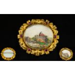 British Raj Ruby And 18ct Gold Picture Brooch Of oval form,