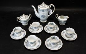 Noritake Violette 3054 Coffee Service To include six demitasse and saucers, elegant coffee pot,