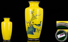 Japanese - Meiji Period 1864 - 1912 Stunning Quality Signed Imperial Yellow Signed Cloisonne on