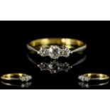 Ladies 18ct Gold and Platinum 3 Stone Diamond Set Ring, Marked Platinum and 18ct.