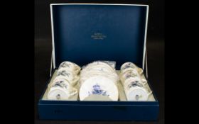 Royal Worcester Bone China Set - to include, six cups and six plates with gold rims.