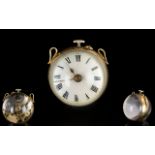 Antique Period - Mechanical Marble Size 9ct Gold Banded Ball Shaped Glass Clock with Visible