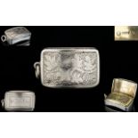 George III Superb Quality Unusual Bowed Shaped Solid Silver Vinaigrette with Wonderful Bow Shaped